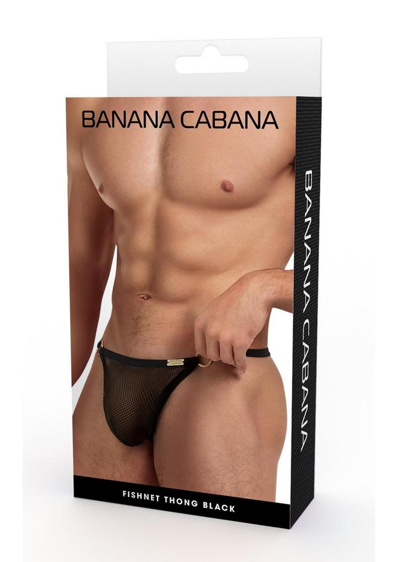 Banana Cabana Mesh G-String - Large/XLarge - Black