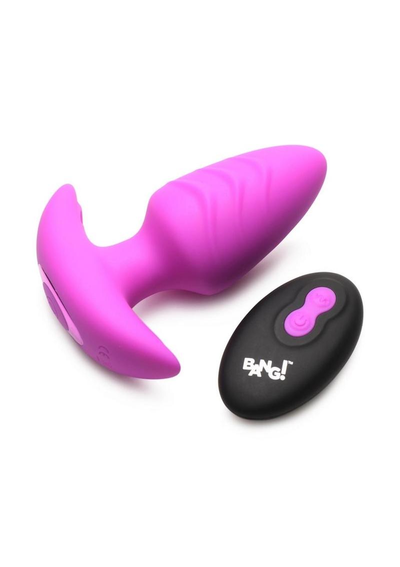 Bang! Rotating Vibrating Rechargeable Silicone Butt Plug with Remote - Purple