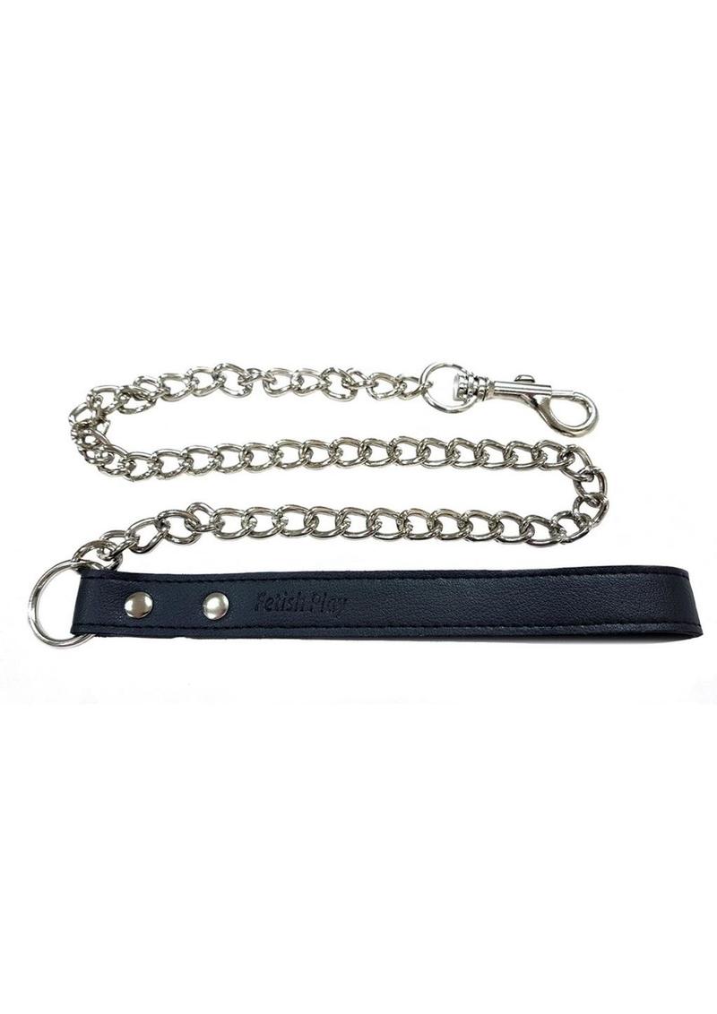 Fetish Play Lead Collar Vegan Leather - Black