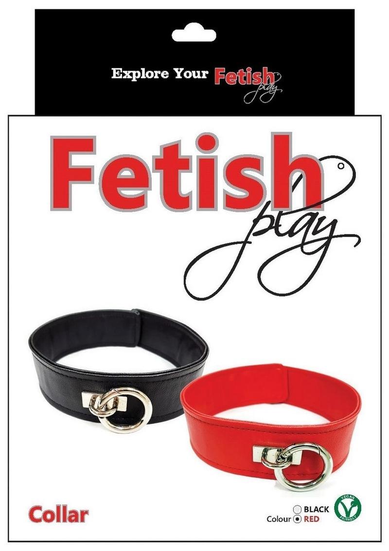 Fetish Play Collar Vegan Leather - Red