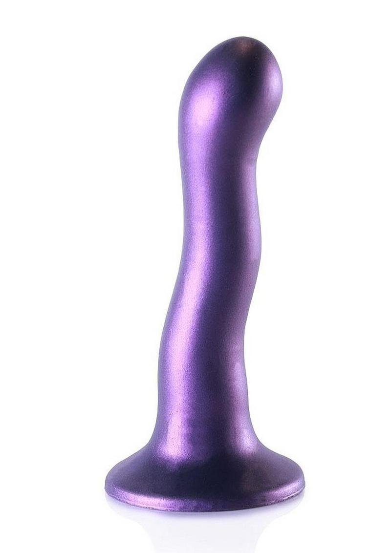 Ouch! Ultra Soft Curvy G-Spot Silicone Dildo 7in - Metallic Purple