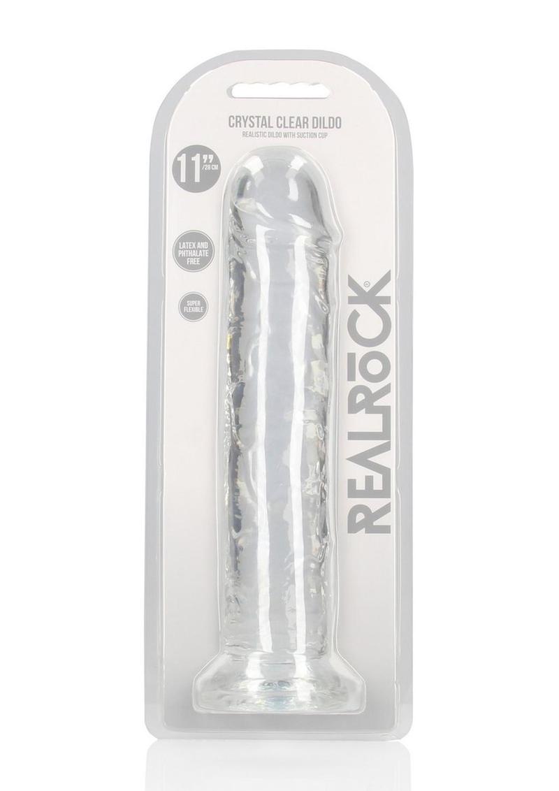 RealRock Crystal Clear Straight No Balls Dildo 11in - Clear