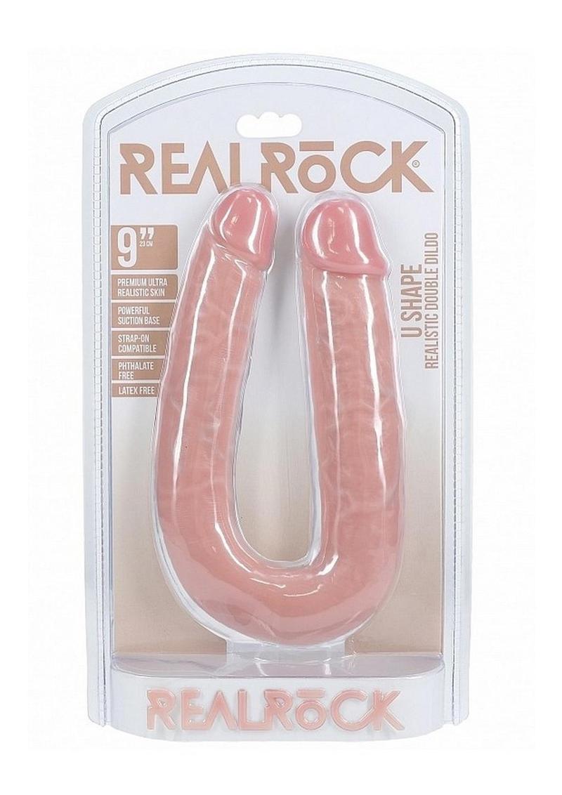 RealRock Ultra Realistic Skin U Shaped Double Dildo 9in - Vanilla