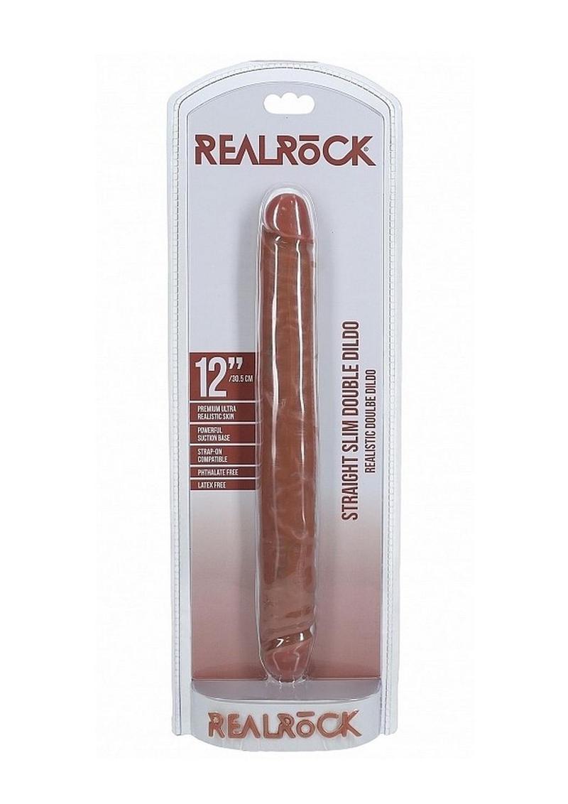 RealRock Realistic Skin Slim Double Ended Dong 12in - Tan