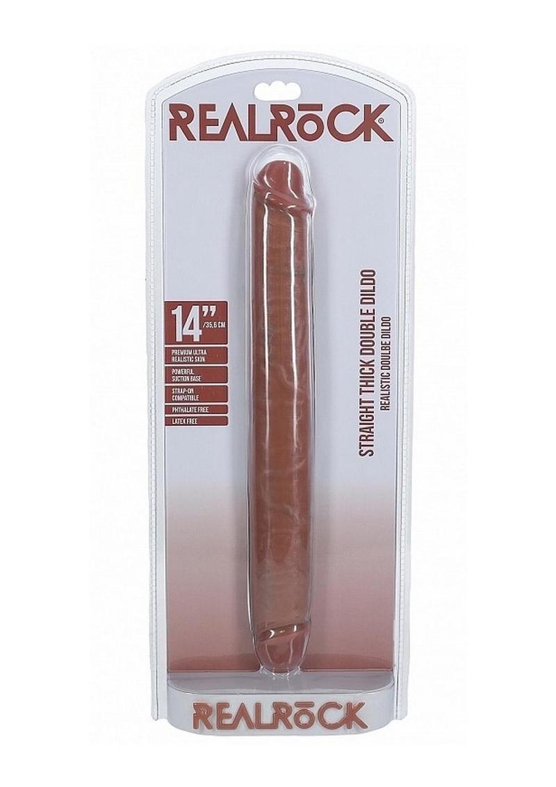 RealRock Realistic Skin Thick Double Ended Dong 14in - Caramel