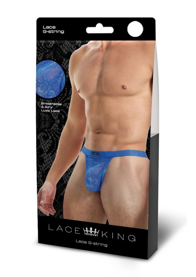 Lace King Lace G-String - Large/XLarge - Blue