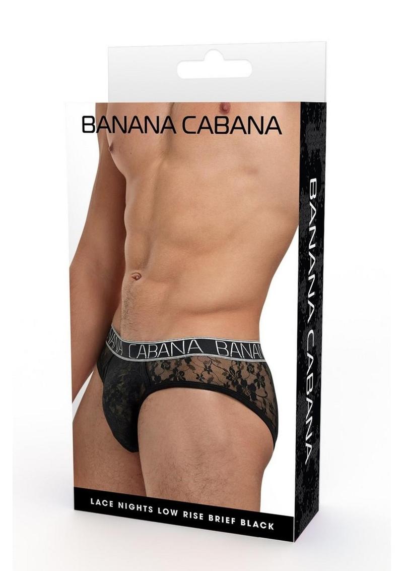 Banana Cabana Lace Nights Low Rise Brief - Large/XLarge - Black