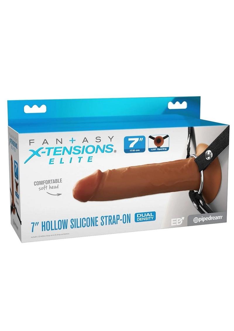 Fantasy X-Tensions Elite Silicone Dual Density Hollow Strap-On 7in - Caramel