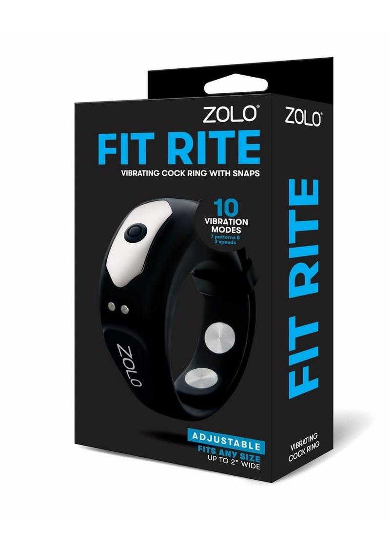 Zolo Fit Rite Adjustable Vibrating Silicone Rechargeable Cock Ring With Snaps