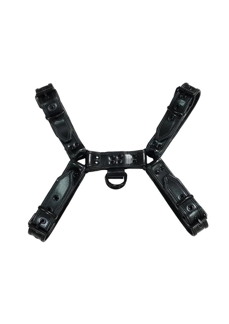 Rouge Over The Head Adjustable Leather Harness - XXLarge - Black