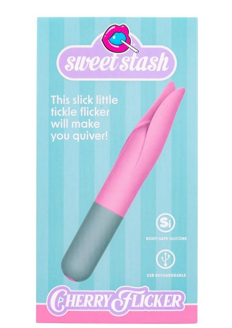 Rock Candy Cherry Flicker Rechargeable Silicone Tickler - Pink/Gray