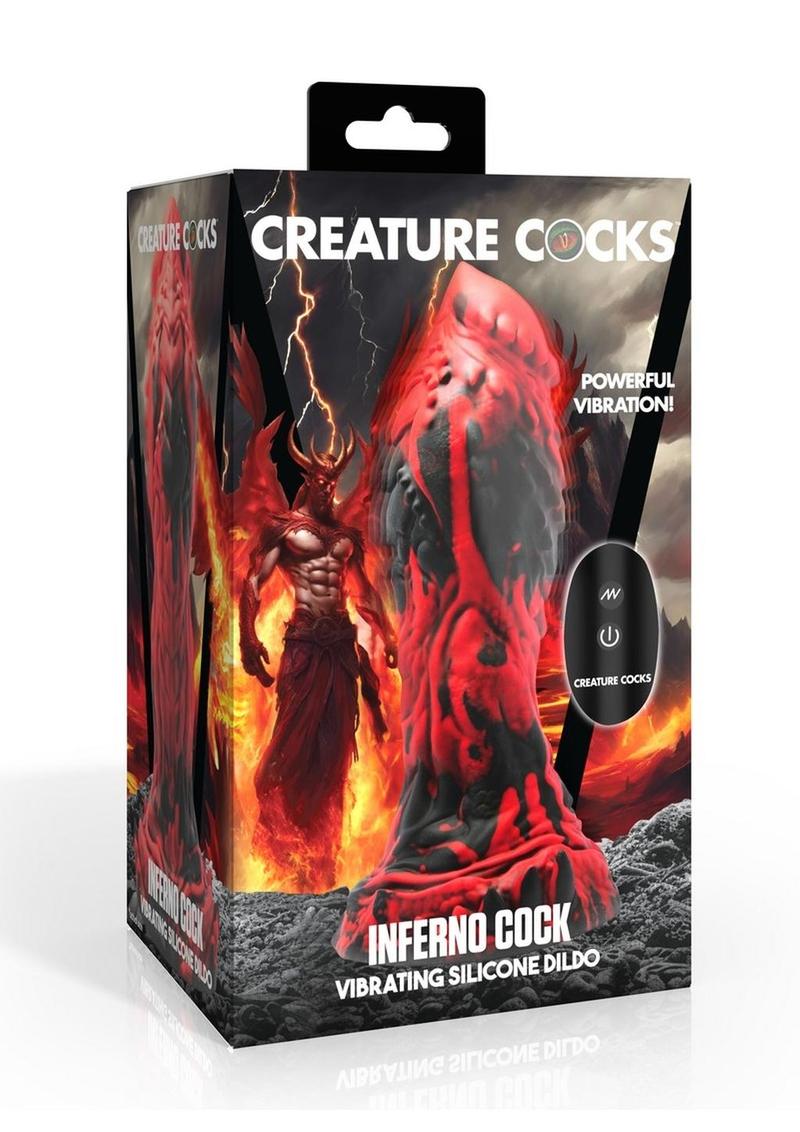 Creature Cocks Inferno Cock Vibrating Silicone Dildo - Red/Black