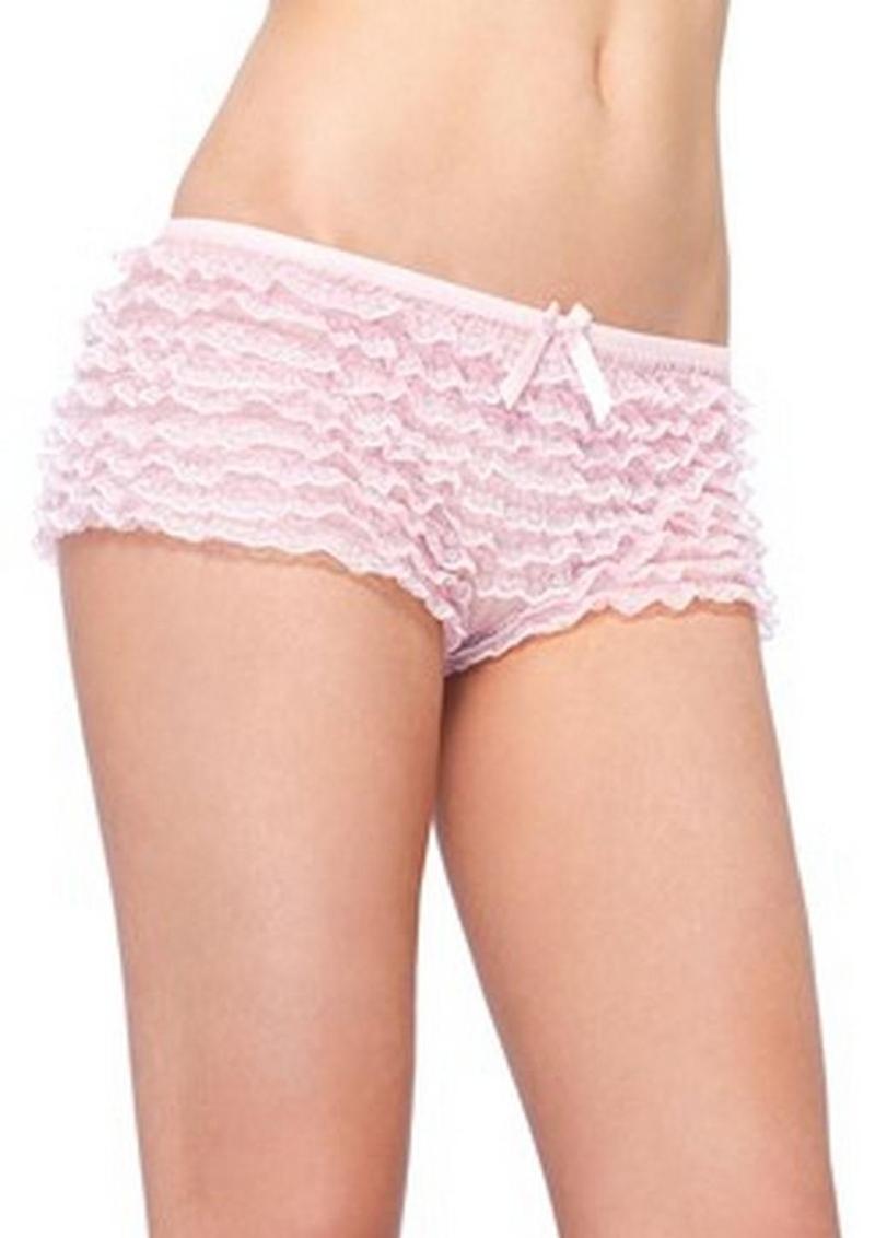 Leg Avenue Micromesh Lace Ruffle Tanga Short - OS - Pink