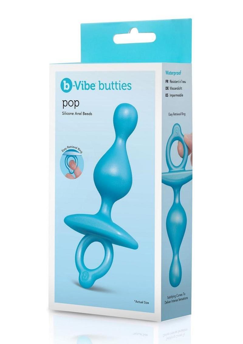 B-Vibe Butties Pop Beaded Silicone Anal Plug - Blue