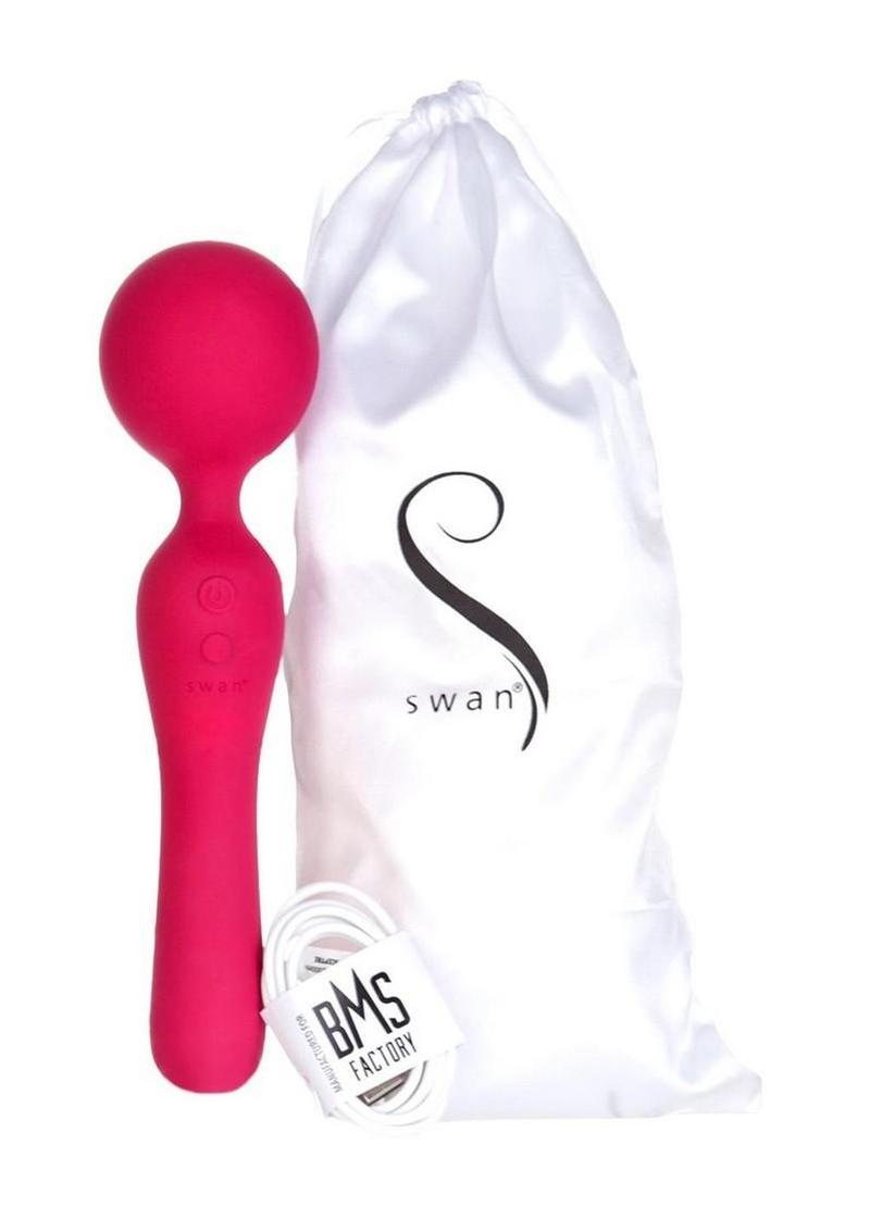 Swan The Swan Sceptre Rechargeable Silicone Dual End Wand Massager - Magenta