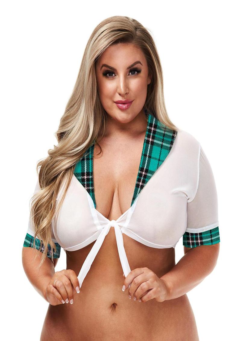 Teachers Pet Schoolgirl Top - Queen - Turquoise