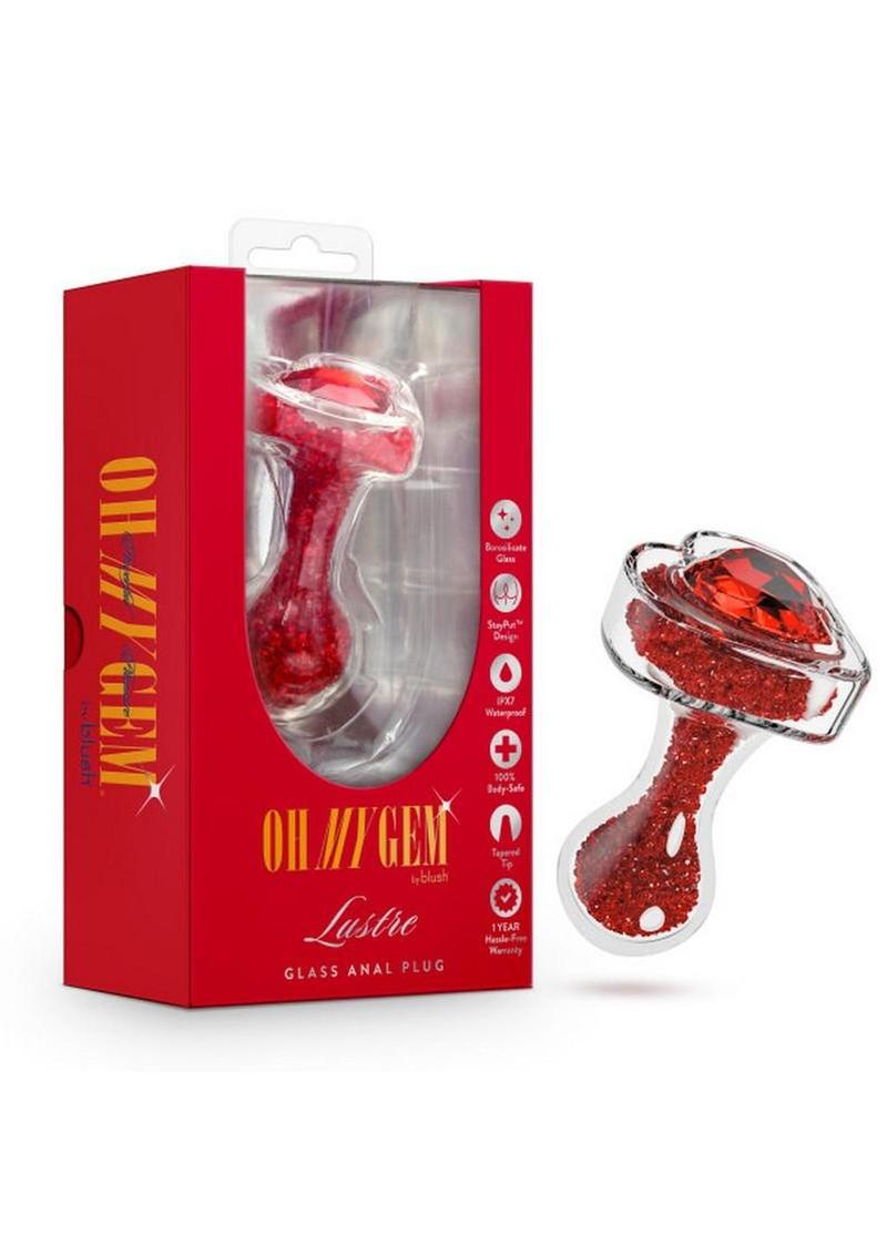 Oh My Gem Lustre Glass Anal Plug - Red