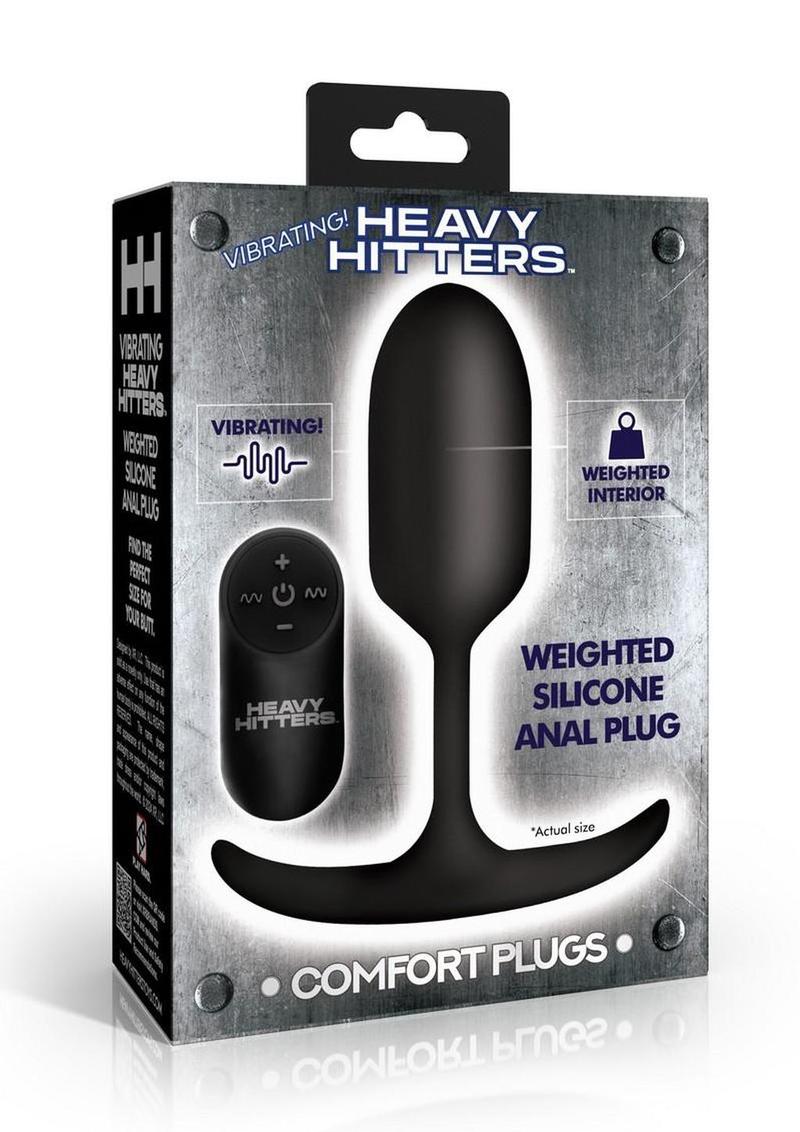 Heavy Hitters Vibrating Weighted Silicone Anal Plug - Medium - Black