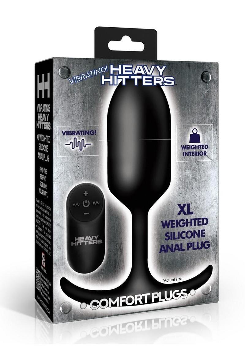 Heavy Hitters Vibrating Weighted Silicone Anal Plug - XLarge - Black