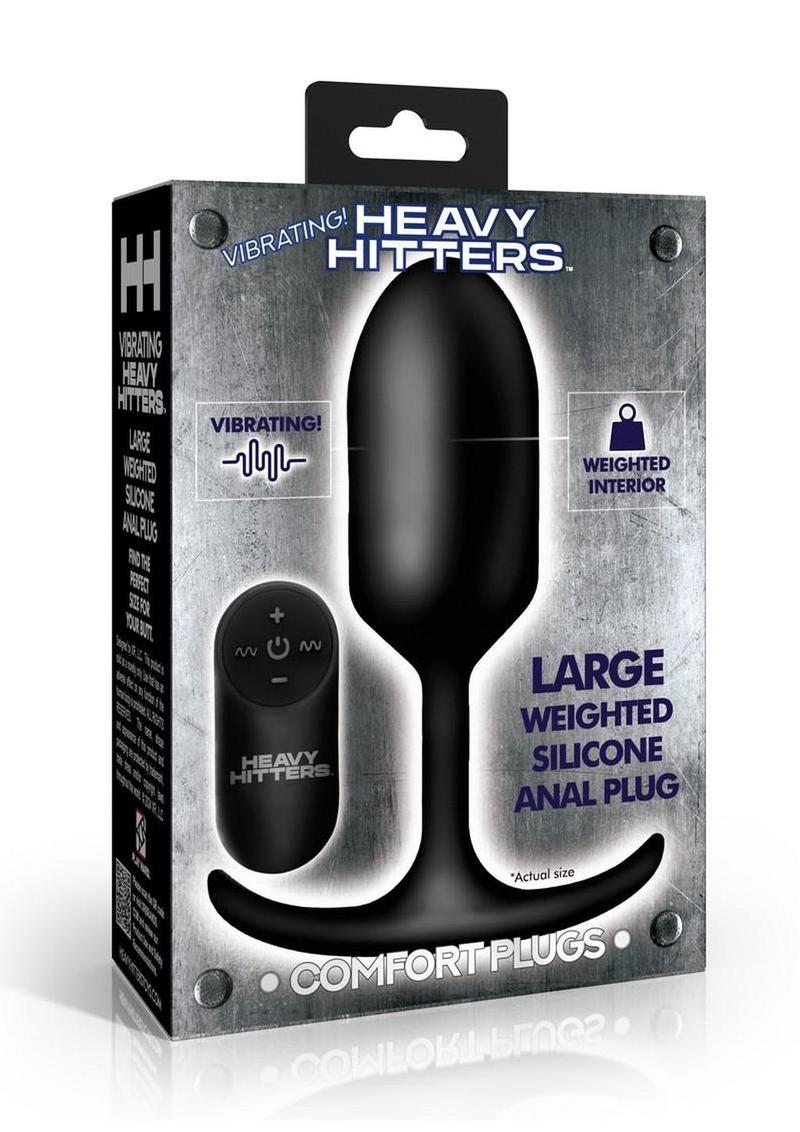 Heavy Hitters Vibrating Weighted Rechargeable Silicone Anal Plug - Large - Black