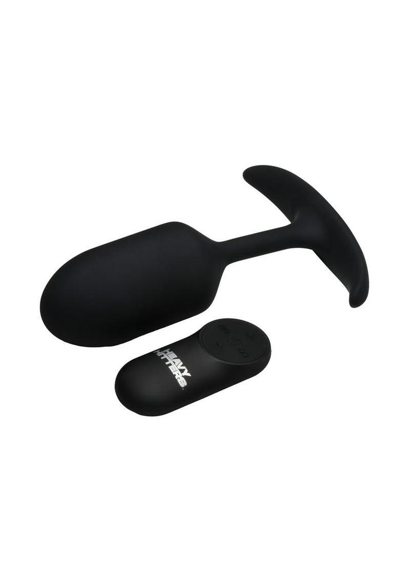 Heavy Hitters Vibrating Weighted Rechargeable Silicone Anal Plug - Large - Black