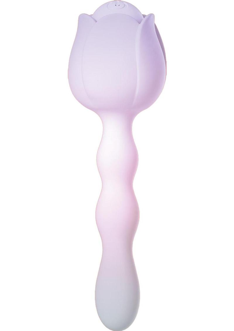 Wet Dreams Rosie Posey Silicone Rechargeable Rose Shaped Vibrating Wand - Magenta